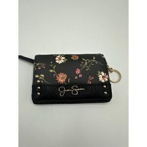 Jessica Simpson Black Floral Bifold Wallet